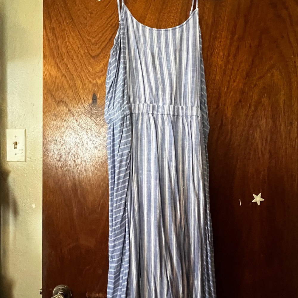 Torrid Blue and White Striped Midi Dress